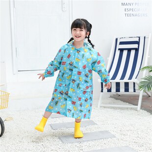 出口品质小学生卡位图案儿童雨带书包通衣拉链长款雨衣男女童雨衣