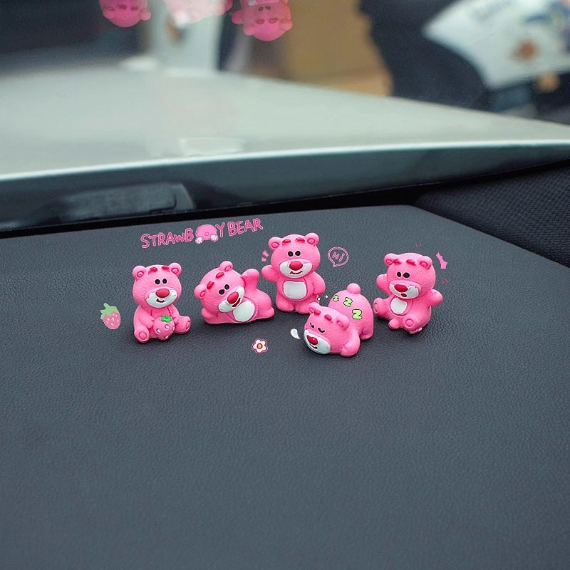 汽车摆件可爱车载装饰品车内解压草莓熊饰品Q电动车自行车小配饰