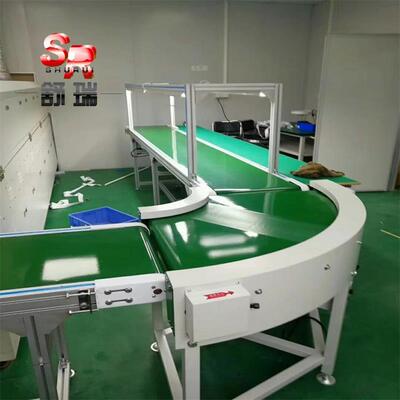 小型生输送机定食品皮带送流水线环形转弯输机物流爬坡做装CIT配