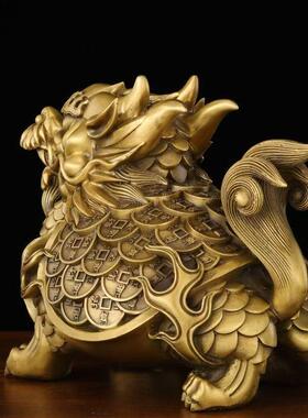 黄铜摆神兽AL750535龙龟摆件富甲龙龟物家避居办公室水件金动属摆