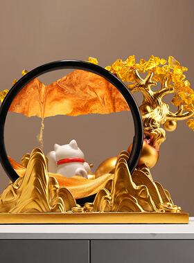 新中发财树招财猫式收流沙画摆250910-2件店物铺前台银台开业礼乔