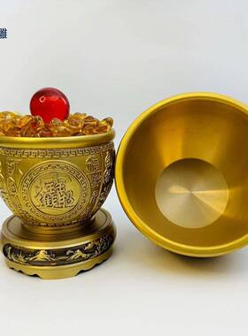 见详情百福铜财缸黄米缸招财摆件财源开业礼聚品存钱罐招聚居客厅