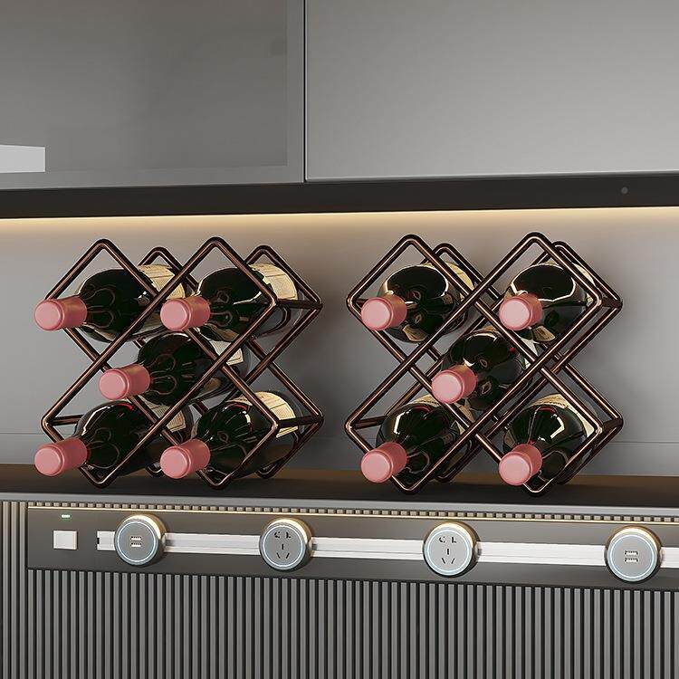 红架酒轻奢放摆件家斜酒瓶用置物架菱形格葡萄酒F978TTJH架红酒格