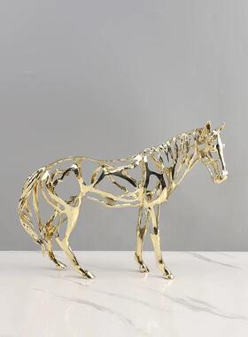 欧玄创意几何镂空1148动雕塑物金摆件属客厅关家居饰品