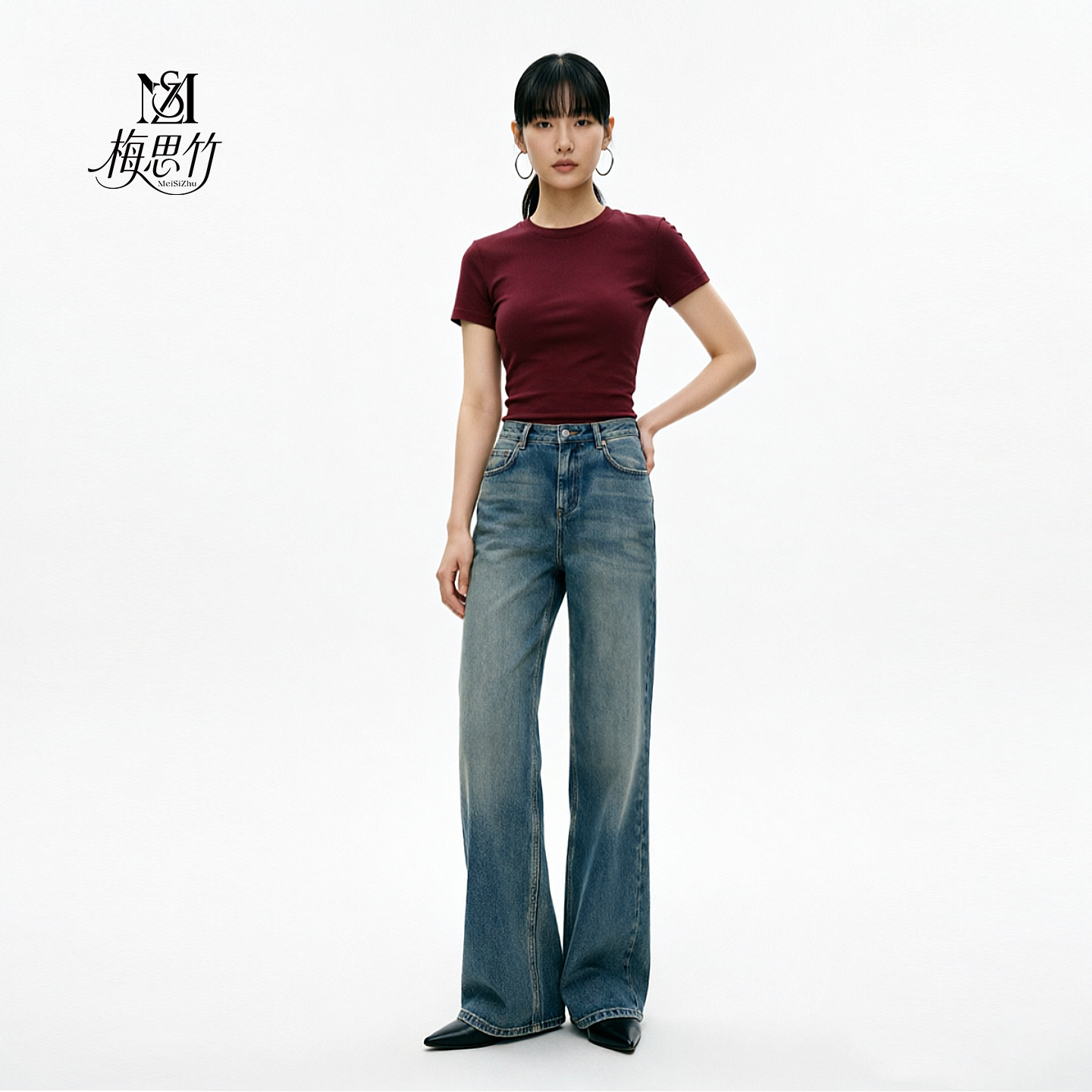 梨形身材高腰直筒牛仔裤女四面弹显瘦遮胯复古蓝通勤百搭四季款