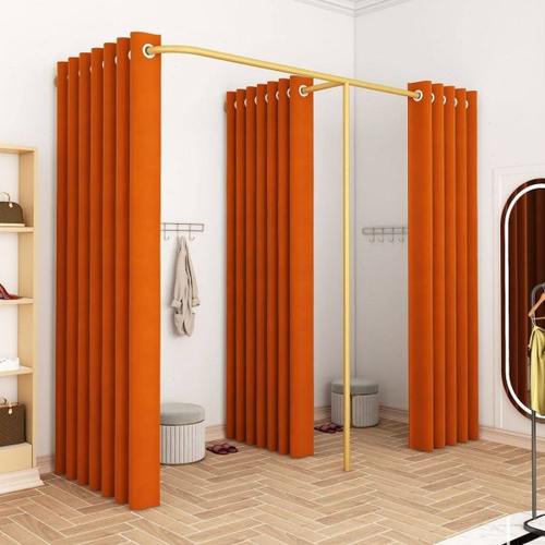 简约现代铁制简易试衣间门帘男女换衣隔断F型纳米金轨道