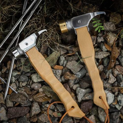 户外野营不锈钢锤 铜锤榉木手柄锤帐篷天幕地钉锤拔钉器 露营榔头