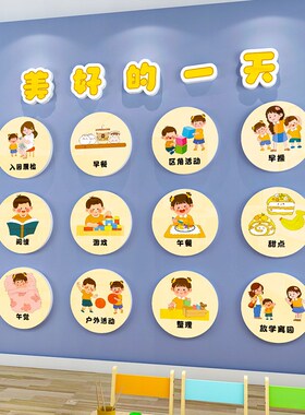 幼儿题一日生活流程贴墙面装饰好习惯环创材料主园文化墙图画成品