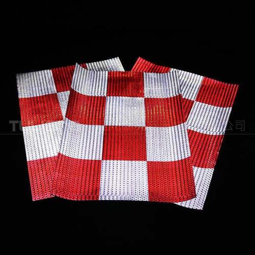 供应隔离防幢桶用红白反光膜喷绘膜大方格PVC晶彩格喷绘反光膜