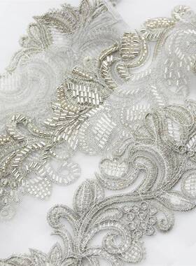 服厂家现货电脑珠玻璃珠金色刺绣礼辅AH-183B汉服腰绣带服装料配