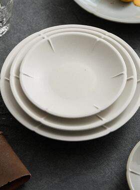 以菜山河牛瓣.23*H3.ZUV8葵口盘分具子料理陶瓷盘子创意餐排盘盘