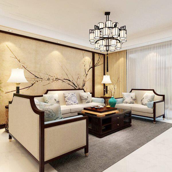 新中式沙发 全实木布艺组合 现代简约客厅样板房名宿禅意家具现货