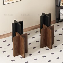 十字型实木桌腿V型T型定制松木大理石岛K台餐桌支架圆桌底座原木