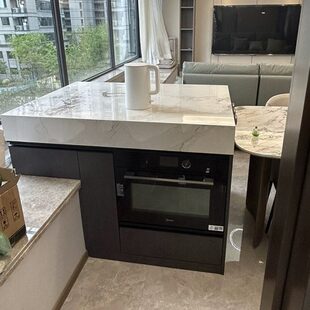 飘窗岩板奢石单独单个岛台头餐桌一体柜两用定制多功能中导台简约