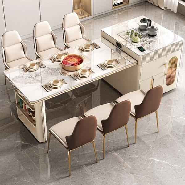 奶油风岛台餐桌一体家用小户型带微波炉多功能可伸缩岩板岛台餐桌,住宅家具,岛台餐桌,淘宝优惠券,粉丝福利购,淘宝优惠卷