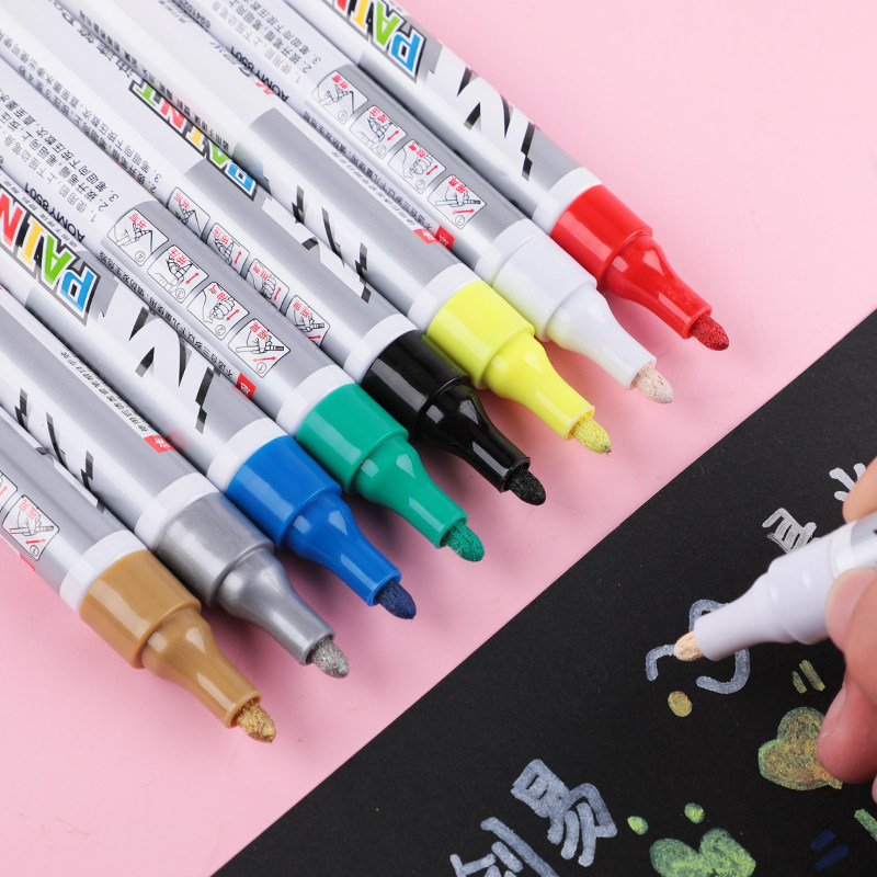 油漆笔白色记号笔不掉色不褪色防水油性A涂鸦笔轮胎笔金色签到笔