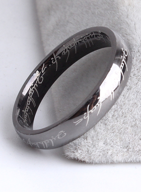 黑色打标魔戒指环王钛钢戒指尾A戒男女戒4mm尚美小素圈戒指