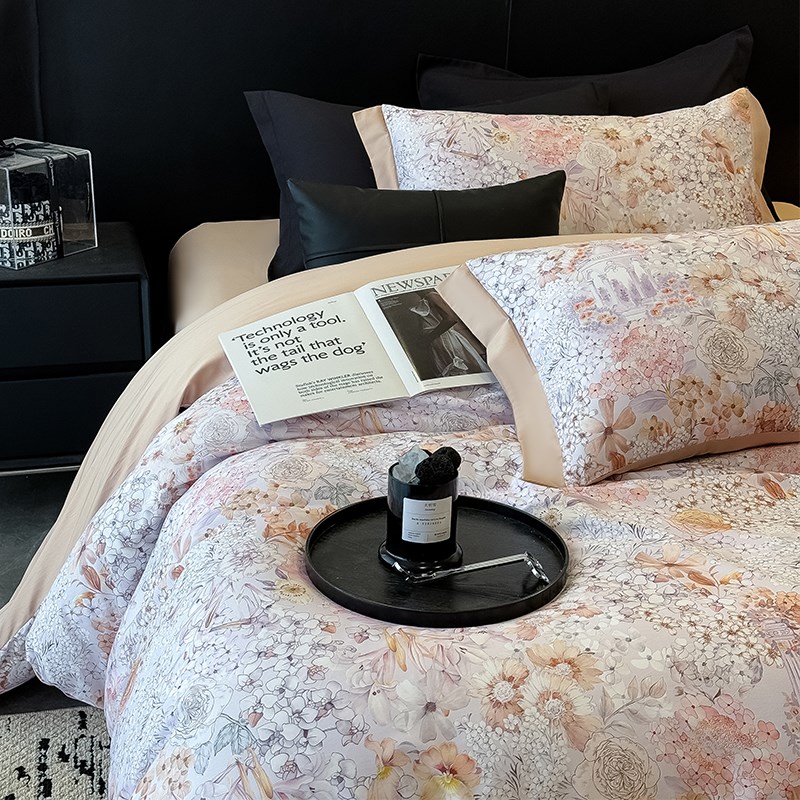 140支新疆长绒棉l四件套定制任意尺寸数码印花A类全棉高端床品定