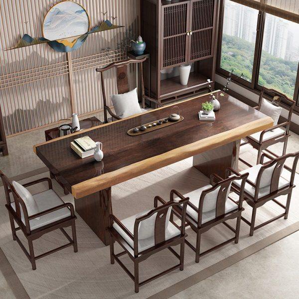 新中式实木茶桌大板茶室泡茶台桌凳组合功夫茶几客厅原木茶室椅子,商业/办公家具,茶台/茶桌,淘宝优惠券,粉丝福利购,淘宝优惠卷