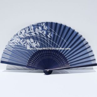 多款可选 桔梗月兔胡枝子 真丝扇子 日式和风凉风折扇 母亲节礼物