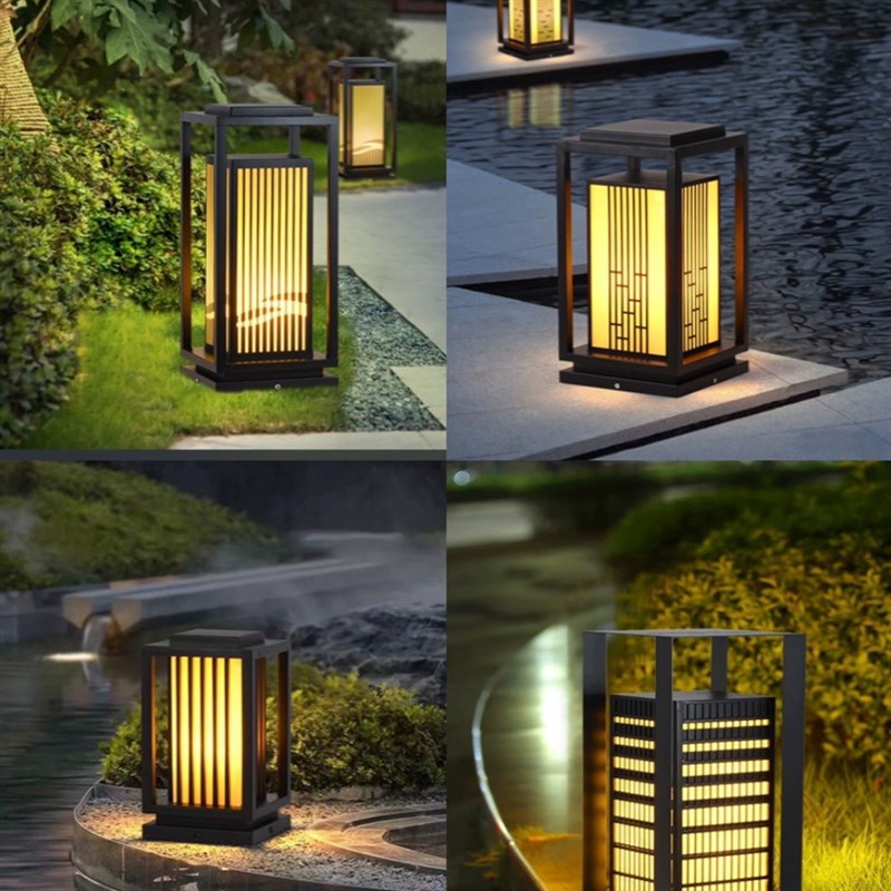 新中式草地灯f庭院灯花园别墅园林户外防水地灯落地柱头灯