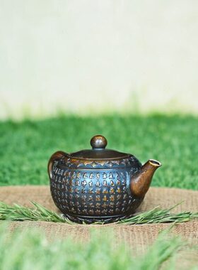 仿古铜茶壶水壶般若菠萝蜜多心经酒壶手把壶宣字底老铜壶摆件