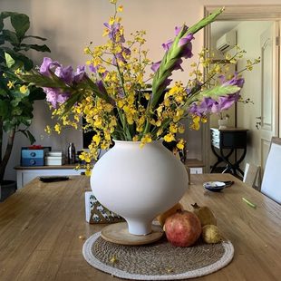 陶罐陶瓷花瓶摆件民宿素烧粗陶干花盆陶泥大口径陶艺素胚白瓷摆件