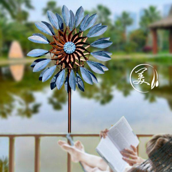 铁艺双面风车户外别墅花园装饰庭院落地摆件楼盘造景转动旋转布置,家居饰品,户外/庭院摆件,淘宝优惠券,粉丝福利购,淘宝优惠卷