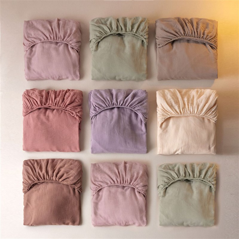 日式简约纯色全棉双层皱皱纱床y笠单件裸睡床单被套枕套单双人床