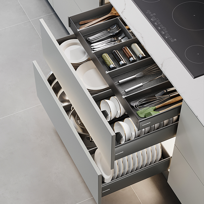 格麦拉篮厨房橱柜抽屉式碗篮双层内置碗碟锅篮定制碗柜收纳放碗架