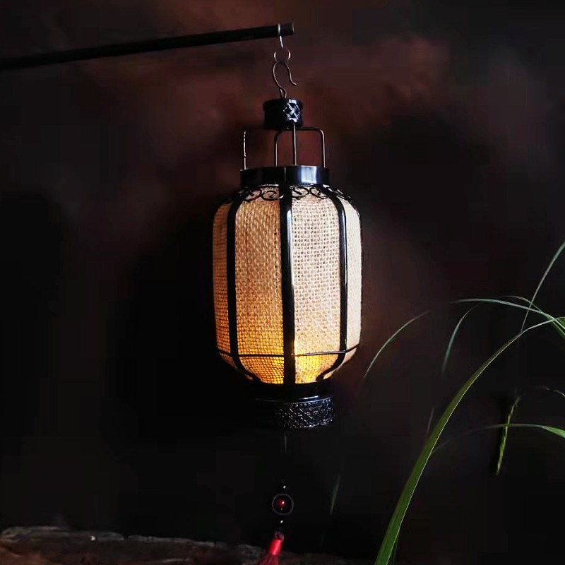 复古黄麻布手提灯笼中国风古典舞蹈拍摄道具汉服灯笼怀旧装饰宫灯