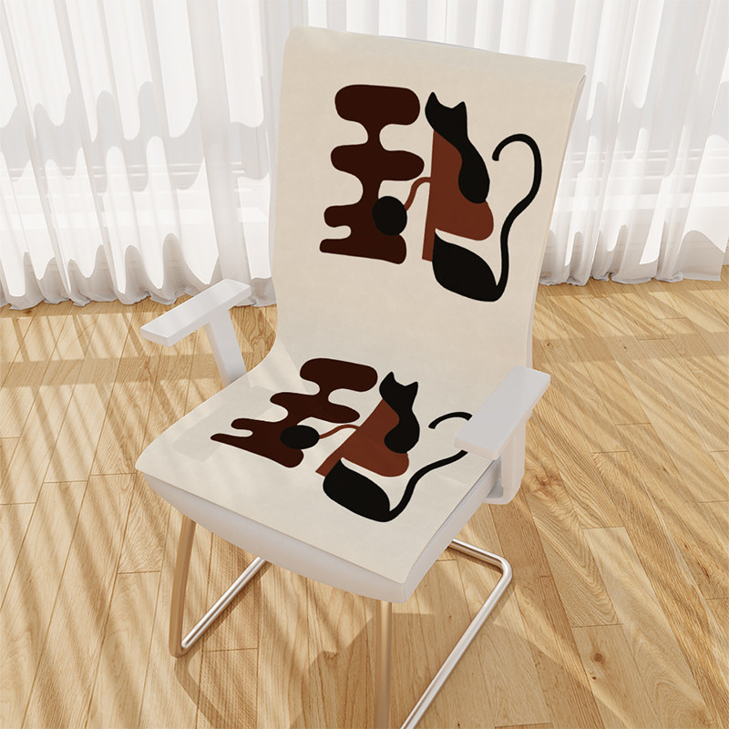 夏天凉席坐垫连体垫冰丝餐桌靠背一体椅垫防滑松紧固定电脑椅座垫