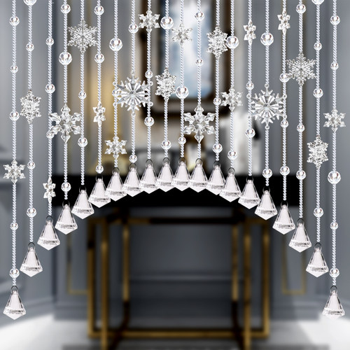 珠帘风水水晶卧室客厅隔断过道玄关免打孔门帘挂帘雪花网红挂帘子