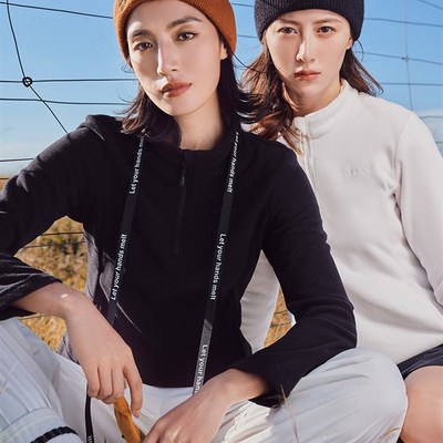 伯希和抓绒衣女春秋户外套头卫衣立领保暖运动摇粒绒外套男加绒厚