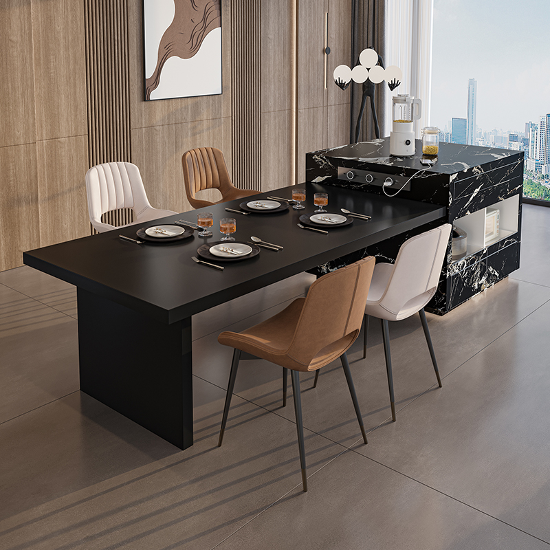 可伸缩岩板岛台餐桌茶桌吧台一体法式高端厨房多功能可定制中导台