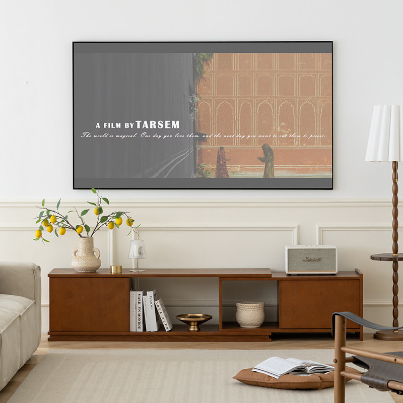 homechoice复古实木电视柜小户型客厅地柜中古风可伸缩收纳柜角柜