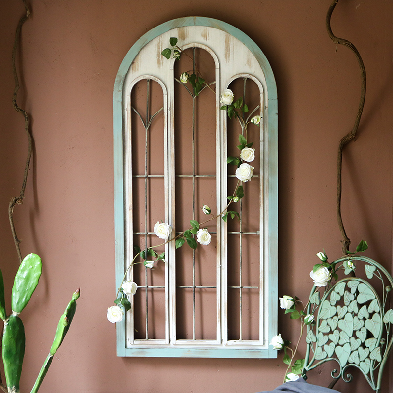假窗户装饰木质铁艺壁饰壁挂道具咖啡馆酒吧民宿店铺橱窗背景墙
