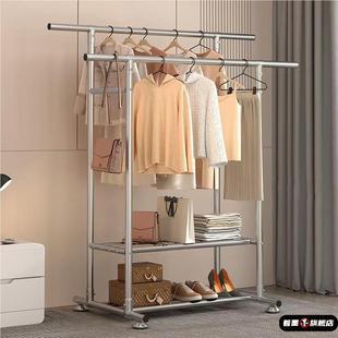 304不锈钢晾衣架落地家用阳台室外晾衣双杆晾挂晒被子防风可折叠