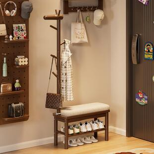 实木换鞋凳衣帽柜架小鹿挂衣架一体家入用门口可JLD坐鞋玄关穿户