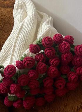 成品玫瑰花UTY手束毯手捧花花束抱子毯钩针礼编织毯免织送对象物