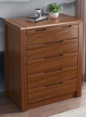 桃082I全实木五斗柜式胡木卧室客厅收纳储物柜斗柜整装新四中中