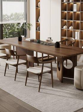 原新办中式实木餐桌椅组合木大一板茶盘体泡茶台简ZUU约家用公泡