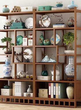 简易置物架新中式非实柜木架多FBS宝阁古展示柜办公室博子茶叶架