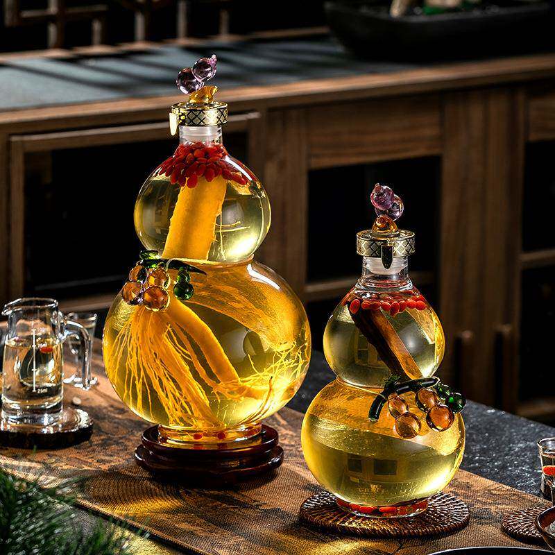 酒罐葫芦酒瓶空瓶人参专用泡酒酒玻07050648璃瓶密封高档药酒白酒