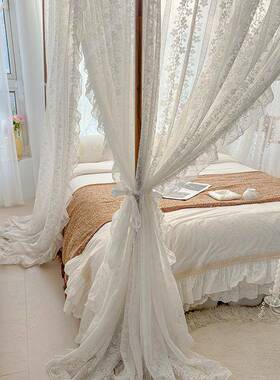 新款夏季法式蕾丝落IRY廷主地蚊帐公风高档宫式三开门加床密幔加