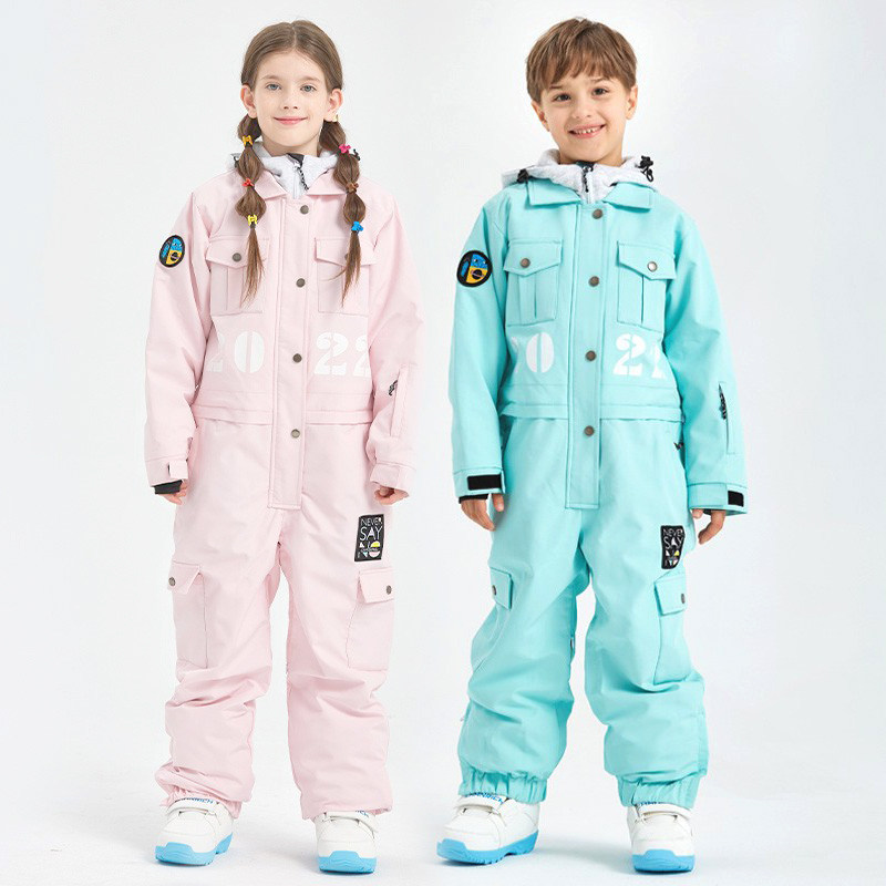 新款加厚儿童滑雪服套装男童女童防水保暖滑雪装备工装冬季连体服