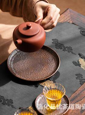 铜壶承茶承19423家用铜制干泡台养壶垫中壶式功茶具盖碗茶托紫盘