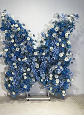 MGO蓝色形人心造拱花门背月景亮形状拱门婚礼背景装饰道具