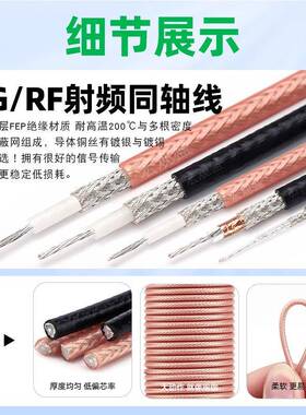 低3损射频线RG311XKD6RG178RF.1镀银线高温50欧姆同轴线