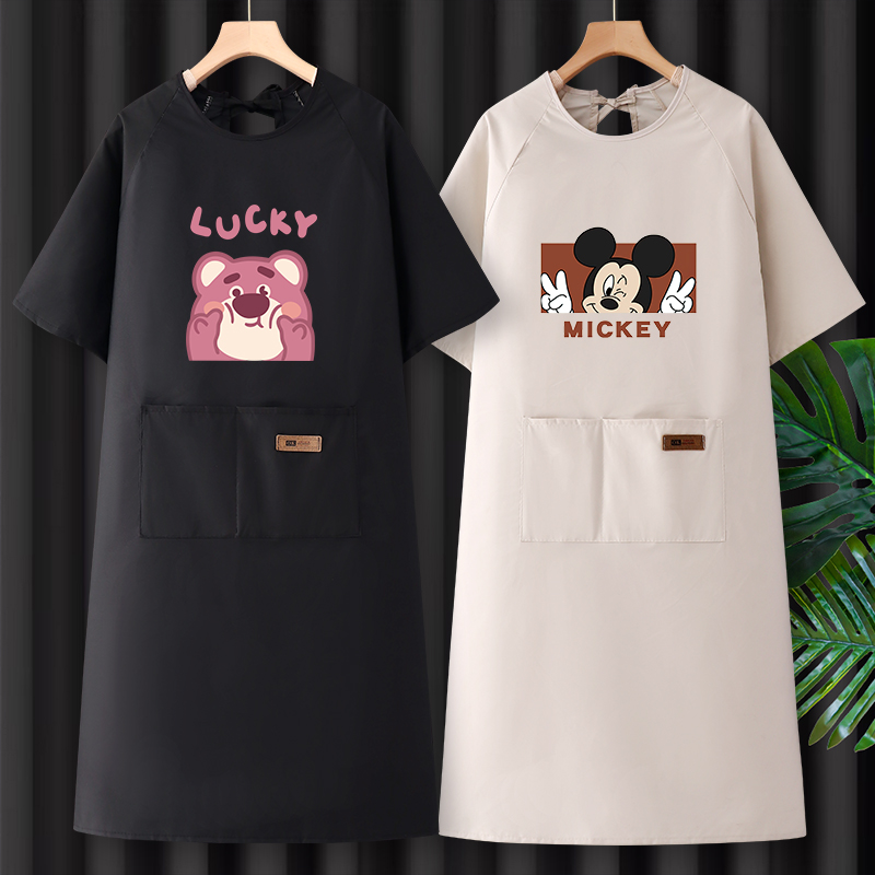 半袖罩衣防水防油围裙家q用厨房韩式2023新款网红洋气定制logo印